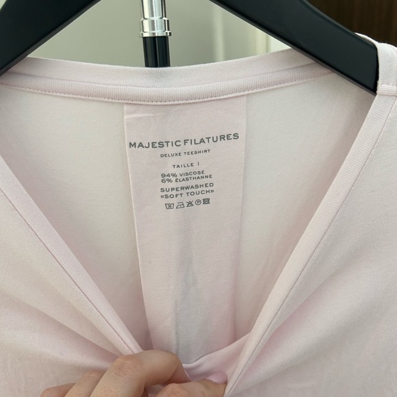 BRAND NEW! Majestic Filatures Deluxe Teeshirt Women's Light Pink Top - Picture 2 of 6